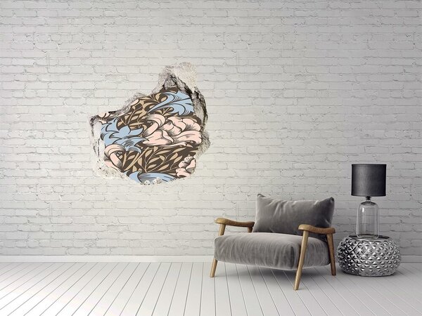 Autocolant 3D gaura cu priveliște Gaură în model floral de perete