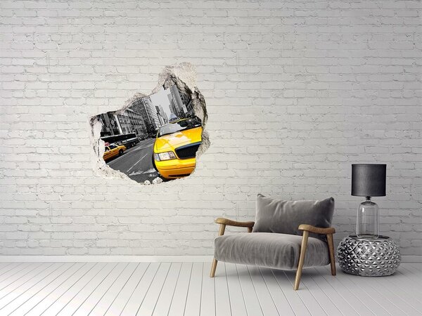 Autocolant 3D gaura cu priveliște Taxiurile din New York în acțiune