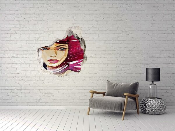 Fototapet 3D gaură în perete Portret cu accente roz