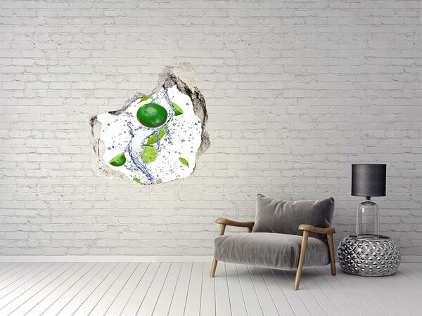 Fototapet 3D gaură în perete Lime răcoritor în apă