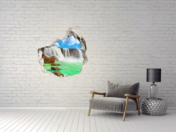 Fototapet 3D gaură în perete Cascade într-un paradis tropical