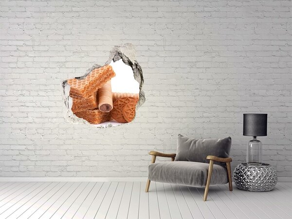 Fototapet 3D gaură în perete Vafe dulci într-o gaură
