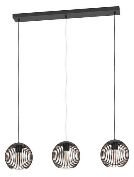 Eglo 901869 - Lustră suspendată pe cablu ALMANZORA, 3xE27/60W/230V, neagră
