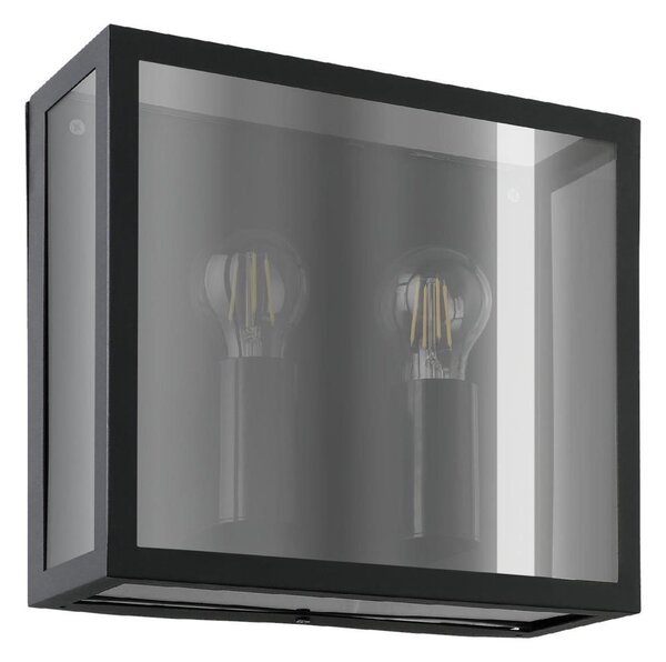 Eglo 31566 - Aplică de perete pentru exterior ALAMONTE SMOKE 2xE27/40W/230V IP44 neagră