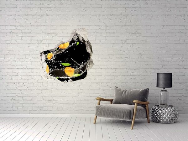 Autocolant de perete gaură 3D Cascadă de fructe într-o gaură în perete
