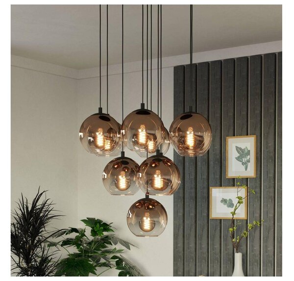 Eglo 901926 - Candelabru suspendat pe cablu ARISCANI 10xE27/60W/230V negru/bej/fumuriu