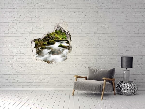 Autocolant 3D gaura cu priveliște Pârâu verde în pădure