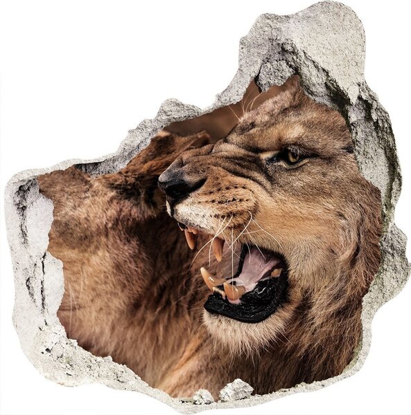 Autocolant 3D gaura cu priveliște răcnește lei