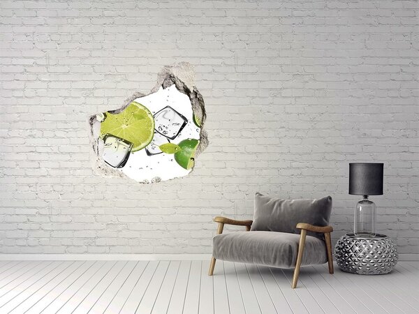 Autocolant gaură 3D Un cocktail răcoritor cu lime