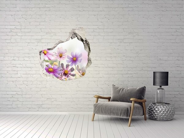 Autocolant de perete gaură 3D Un paradis al florilor în spatele zidului