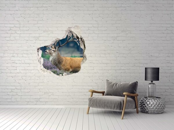 Autocolant 3D gaura cu priveliște Cerb în habitatul său natural