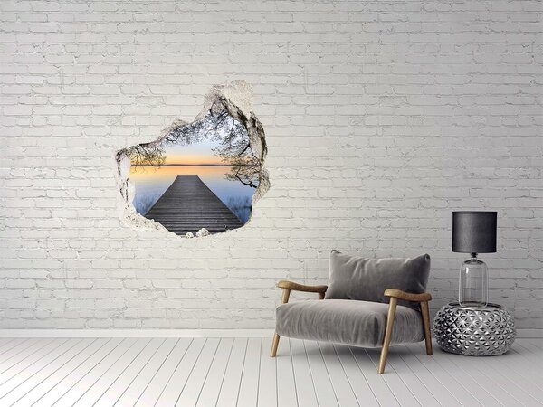 Autocolant gaură 3D Apus de soare peste lac