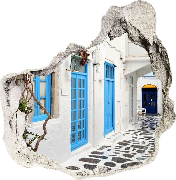 Autocolant de perete gaură 3D străzile grecești