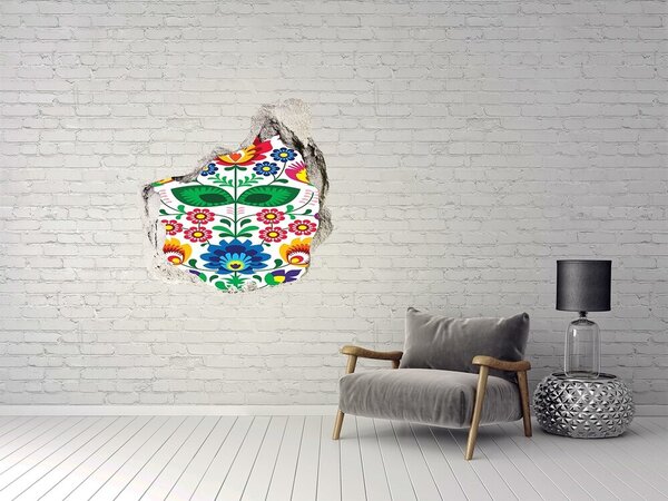 Autocolant 3D gaura cu priveliște Model floral pe un fundal de beton