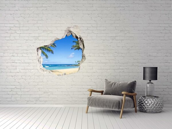 Fototapet 3D gaură în perete Plaja Caraibeană printr-o gaură în perete