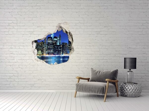 Autocolant 3D gaura cu priveliște Orizontul New York-ului noaptea