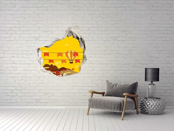 Autocolant de perete gaură 3D Peisaj cu baloane în munți