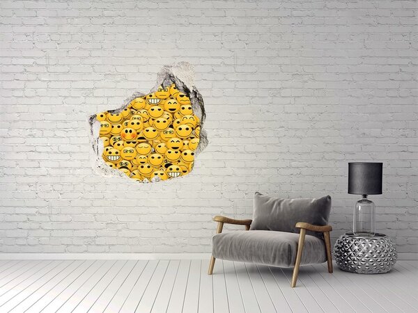 Autocolant 3D gaura cu priveliște Emoji-uri zâmbitoare într-o gaură în perete