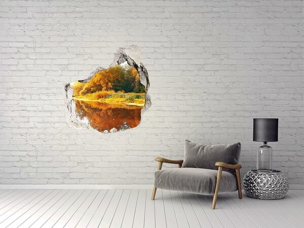 Autocolant gaură 3D Peisaj de toamnă lângă râu