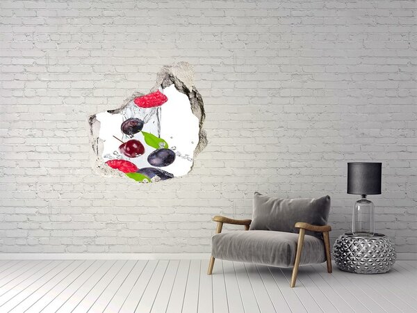 Autocolant de perete gaură 3D Cascadă de fructe în beton