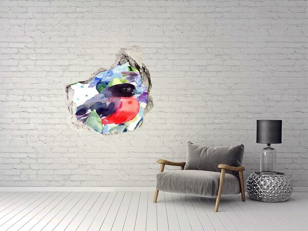 Autocolant 3D gaura cu priveliște O pasăre într-o compoziție colorată