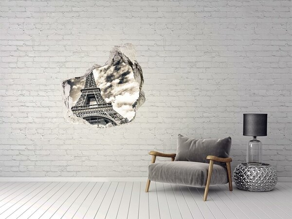 Autocolant gaură 3D Turnul Eiffel printre nori