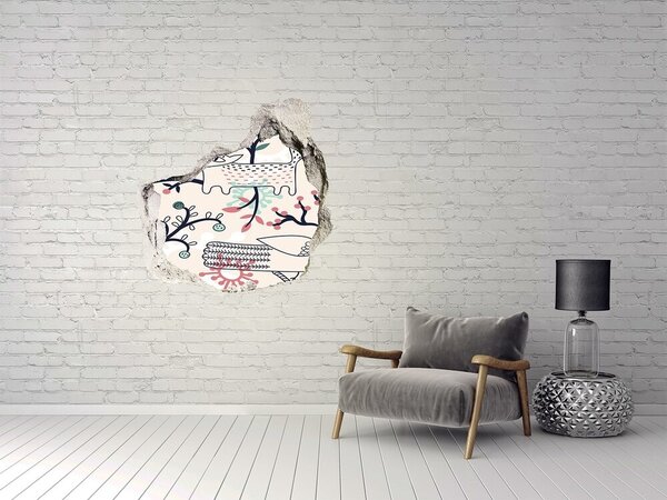 Fototapet 3D gaură în perete Model floral cu elemente din natură