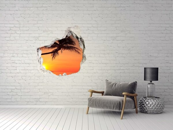 Autocolant gaură 3D Apus de soare pe o plajă tropicală