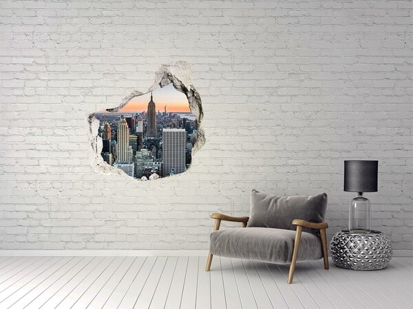 Fototapet 3D gaură în perete New York la apus