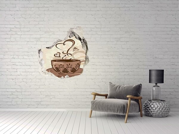 Autocolant gaură 3D O ceașcă fermecătoare de cafea aburindă