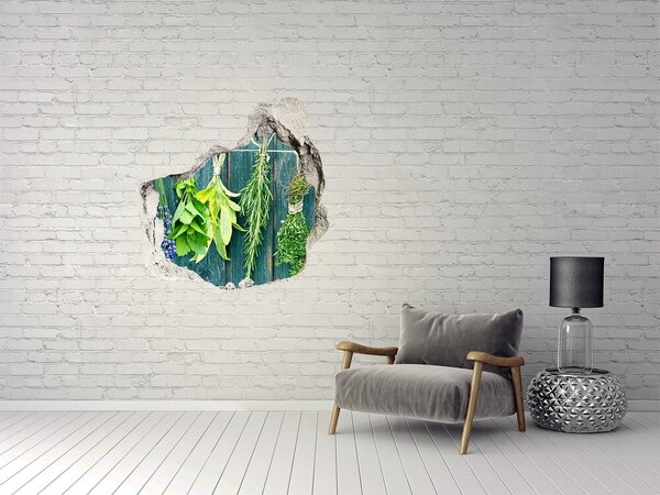 Autocolant gaură 3D Grădina de plante aromatice din bucătărie