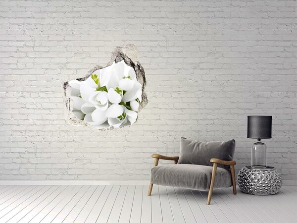 Autocolant de perete gaură 3D Flori în beton