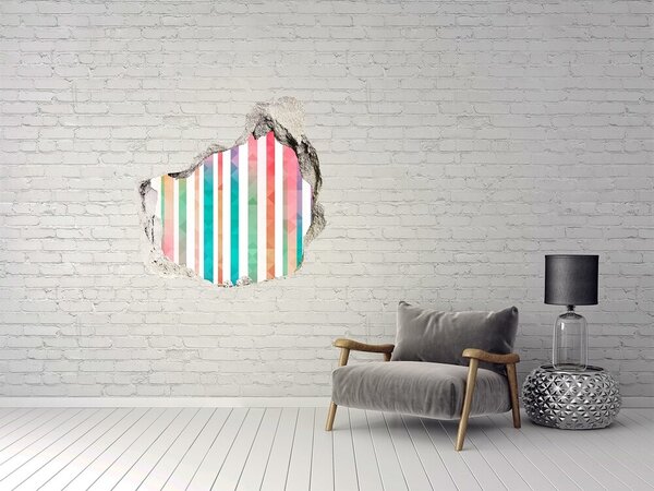 Fototapet 3D gaură în perete Geometrie colorată în spatele găurii din perete
