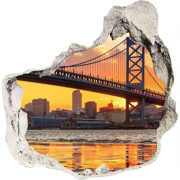 Autocolant de perete gaură 3D Podul Philadelphia