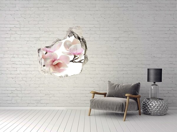 Fototapet 3D gaură în perete Flori de magnolie printr-o gaură în perete