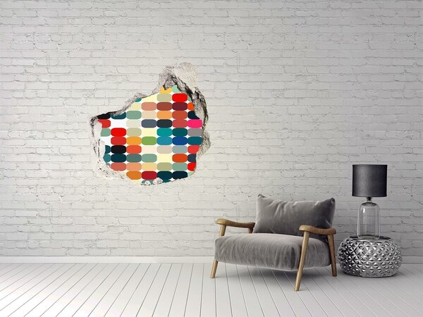 Autocolant gaură 3D Mozaic colorat printr-o gaură în perete