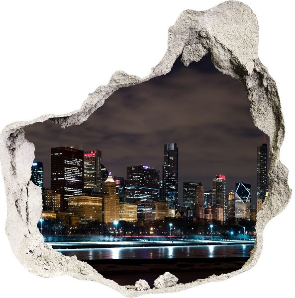Autocolant de perete gaură 3D Chicago noaptea