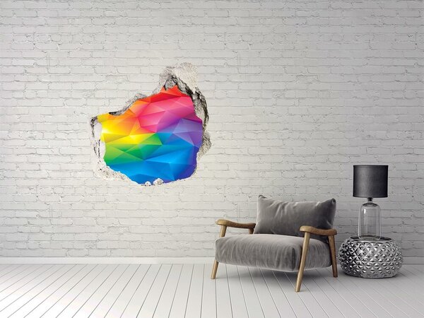 Autocolant un zid spart cu priveliște Un curcubeu colorat pe perete
