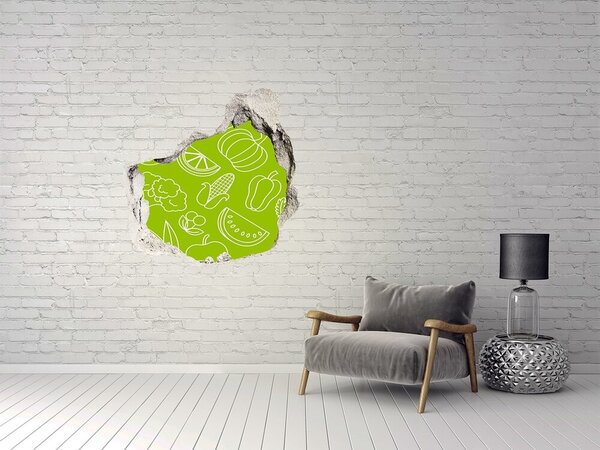Fototapet 3D gaură în perete Paradisul fructelor într-o gaură în perete