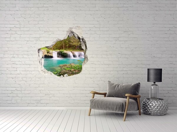 Autocolant gaură 3D Cascade într-o pădure tropicală