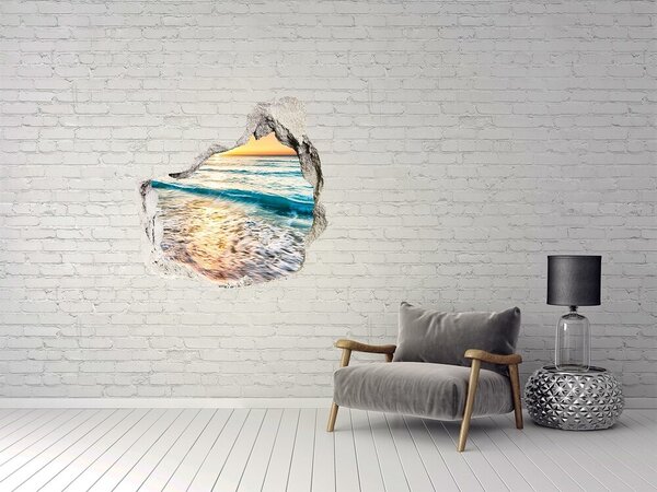 Autocolant de perete gaură 3D Apus de soare peste mare