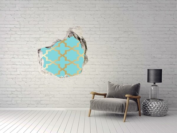 Fototapet 3D gaură în perete Model cu ornamente aurii