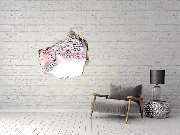 Autocolant 3D gaura cu priveliște Model colorat pe un fundal de beton