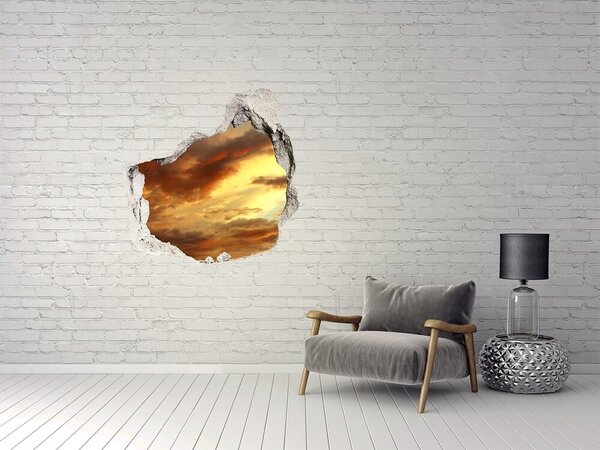 Fototapet 3D gaură în perete Apus de soare printr-o gaură în perete