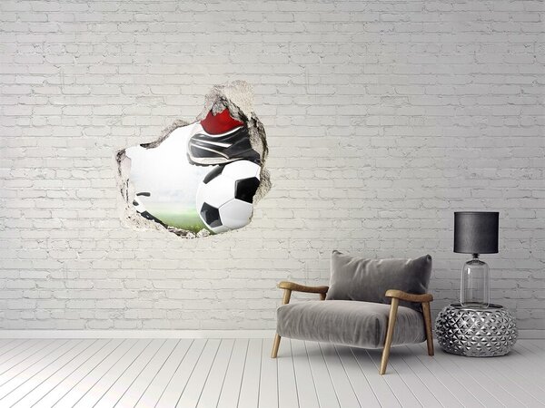 Autocolant de perete gaură 3D Pasiunea pentru fotbal dincolo de ziduri