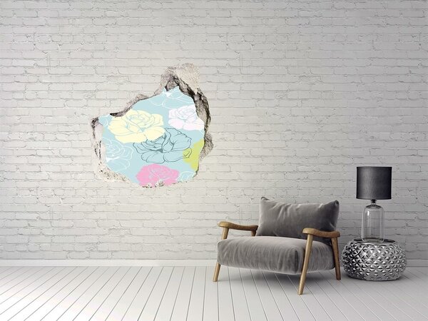 Autocolant de perete gaură 3D Mural floral cu gaură în perete