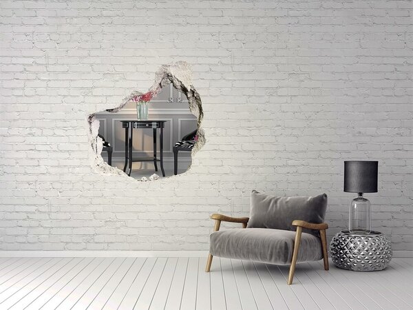 Autocolant un zid spart cu priveliște O masă aurie într-un interior elegant