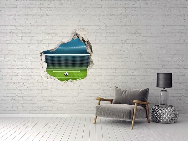 Autocolant 3D gaura cu priveliște Stadionul de fotbal din spatele găurii din perete