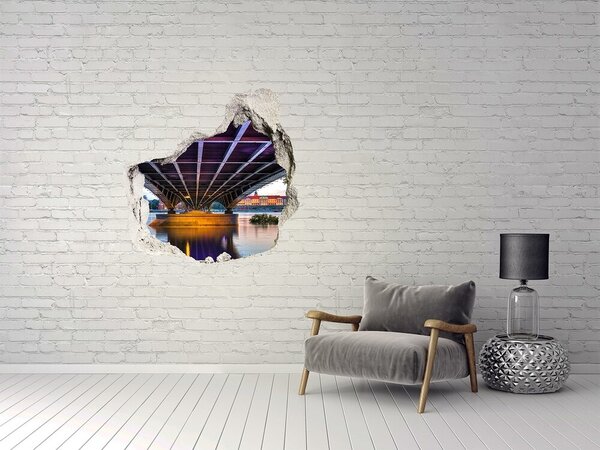 Autocolant 3D gaura cu priveliște Pod peste râu