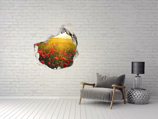 Autocolant de perete gaură 3D Peisaj floral în pajiște